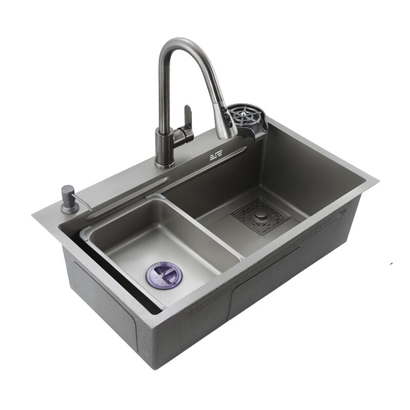 Factory Direct 304 Stainless Steel Kitchen Sink Multifunctional Dark Grey Single Bowl Waterfall Kitchen Sinks Factory direct kitchen stainless steel sink thickened 304 under counter basin large single sink vegetable sink 6 Factory Direct 304 Stainless Steel Kitchen Sink Multifunctional Dark Grey Single Bowl Waterfall Kitchen Sinks