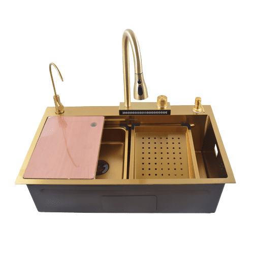 Handmade Gold Waterfall Faucet Kitchen Sink Single Bowl Nano Surface Treatment Multifunctional Faucet for Kitchen Countertop Handmade Gold Waterfall Faucet Kitchen Sink Single Handmade Gold Waterfall Faucet Kitchen Sink Single Bowl Nano Surface Treatment Multifunctional Faucet for Kitchen Countertop