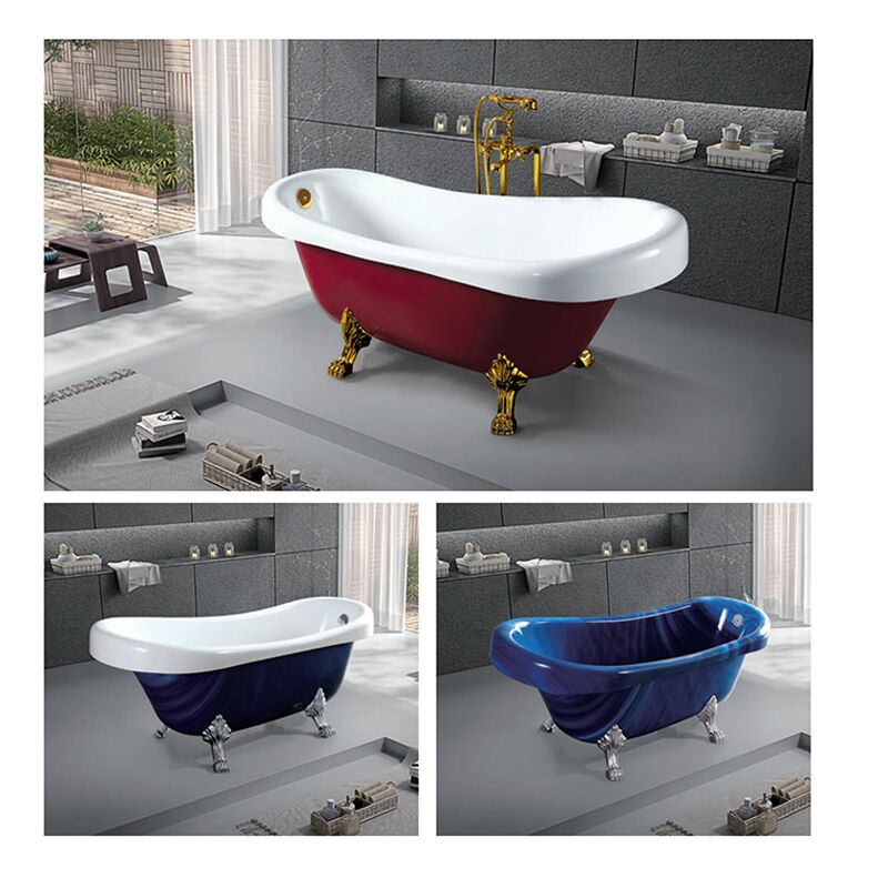 Luxury Acrylic Bathtubs Bathroom Soaking Freestanding Gold Clawfoot Bathtub Indoor Portable Bathtub Customize Size Bathtubs,Solid Surface Bathtub