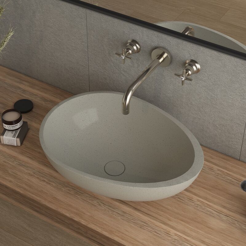 Handmade Balcony Wash Basin Above Counter Top Art Basin Hotel Grey Concrete Bathroom Sink Irregular Shape Cement Table Basin Handmade Handmade Balcony Wash Basin Above Counter Top Art Basin Hotel Grey Concrete Bathroom Sink
