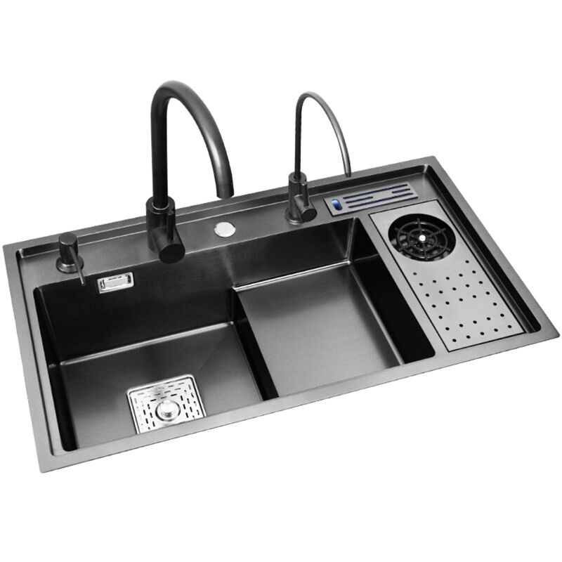 304 Stainless Steel Single Bowl Kitchen Sink Multifunctional Smart Undermount Cup Washerr Knife Holder Square Kahnos 82 46cm 304 Stainless Steel Single 304 Stainless Steel Single Bowl Kitchen Sink Multifunctional Smart Undermount Cup Washerr Knife Holder Square