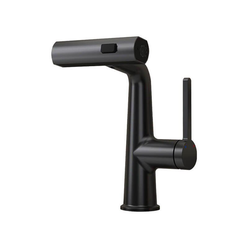 Single Handle Pull Out Bathroom Faucet with Rainfall Spray Head Temperature Digital Display Vanity Mixer Tap Matte Black LAZ HOME Matte Black Modern Pull Out Bathroom Sink Faucet with Waterfall Rotating Spout 1 Single Handle Pull Out Bathroom Faucet with Rainfall Spray Head Temperature Digital Display Vanity Mixer Tap Matte Black - Image 4