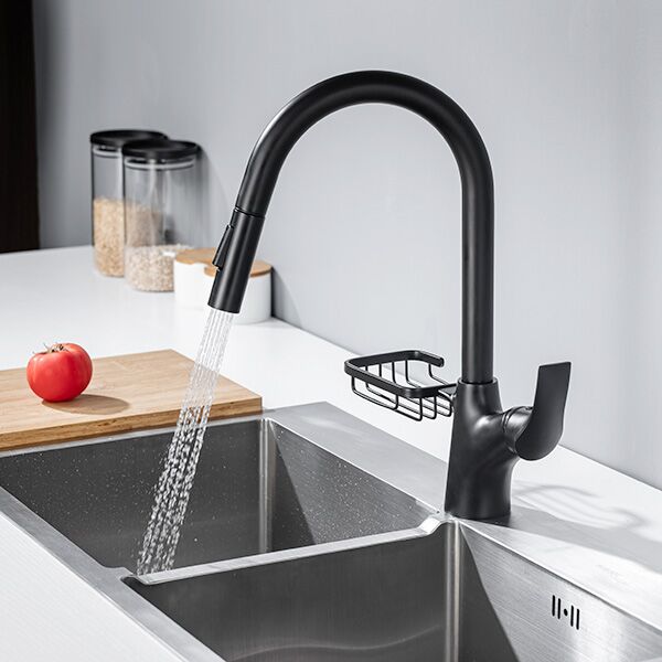 Matte Black Pull Down Kitchen Faucet Brass Side Soap Basket Kitchen Sink Faucet with Sprayer LAZ HOME Matte Black Pull Down Brass Side Soap Basket Kitchen Sink Faucet with Sprayer Matte Black Pull Down Kitchen Faucet Brass Side Soap Basket Kitchen Sink Faucet with Sprayer