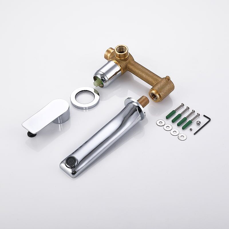 Wholesale Price Modern Style Wall Mounted Faucet Brass Bathroom Faucet Hot And Cold Water Control Basin Faucet Latest arrival Hotel Bathroom water tap Single lever Chrome Embedded Wall mounted Hot and Cold Basin Faucet 18 Wholesale Price Modern Style Wall Mounted Faucet Brass Bathroom Faucet Hot And Cold Water Control Basin Faucet - Image 4