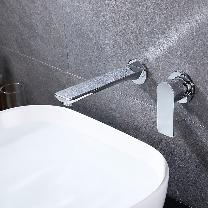 Wholesale Price Modern Style Wall Mounted Faucet Brass Bathroom Faucet Hot And Cold Water Control Basin Faucet Latest arrival Hotel Bathroom water tap Single lever Chrome Embedded Wall mounted Hot and Cold Basin Faucet 3 Wholesale Price Modern Style Wall Mounted Faucet Brass Bathroom Faucet Hot And Cold Water Control Basin Faucet - Image 7