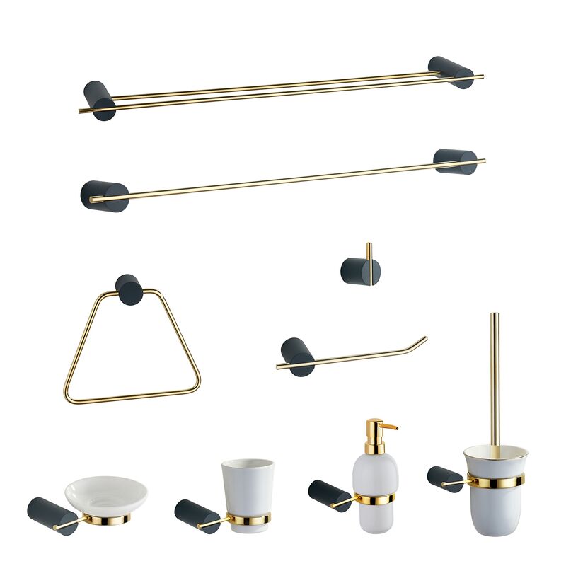 Luxury Bathroom Design Wall Mount Gold Black Brass 6 Pieces Bathroom Accessories Set Luxury Bathroom Design Wall Mount Gold Luxury Bathroom Design Wall Mount Gold Black Brass 6 Pieces Bathroom Accessories Set