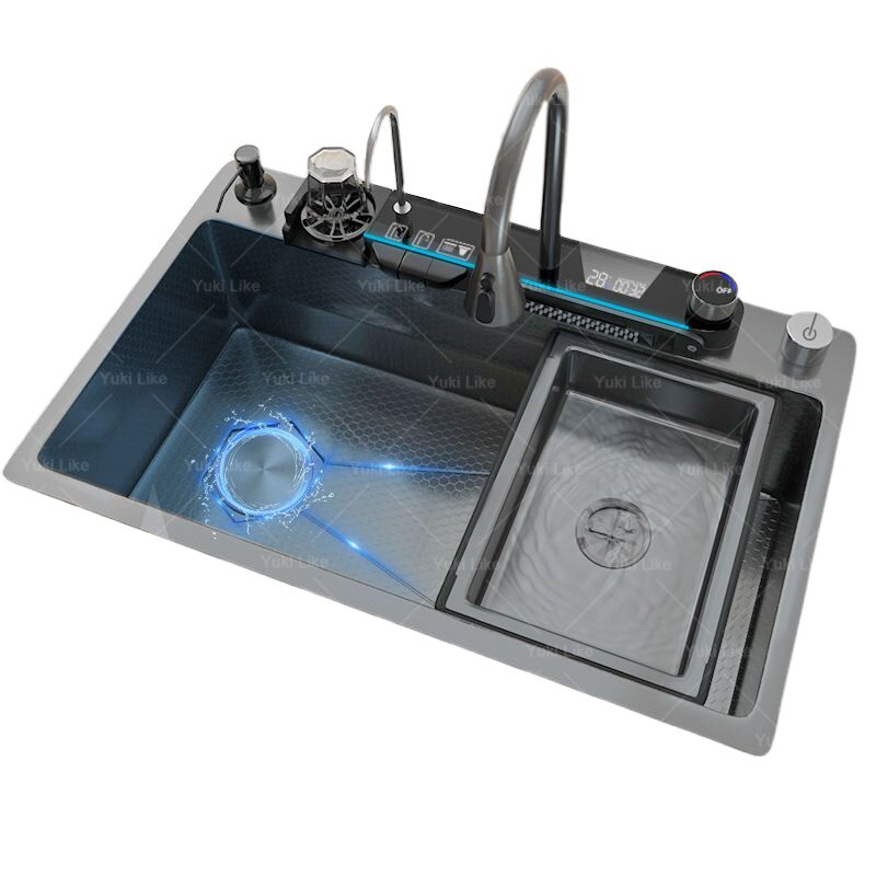 Luxury Black Digital Display Multifunctional 304 Stainless-steel Kitchen Sink Pull-out Waterfall Faucet for Hotel Kitchen Luxury Black Digital Display Multifunctional 304 Stainless Luxury Black Digital Display Multifunctional 304 Stainless-steel Kitchen Sink Pull-out Waterfall Faucet for Hotel Kitchen