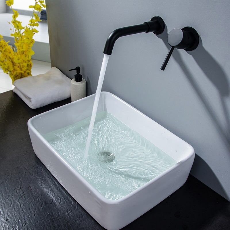 Luxury Single Handle Brass Waterfall Wall Mounted Basin Faucets Bathroom Wall Faucet Luxury Dual Handle Wall Mounted Black Brass Bath Bathroom Wash Basin Tap Mixer Faucet 1 Luxury Single Handle Brass Waterfall Wall Mounted Basin Faucets Bathroom Wall Faucet - Image 8