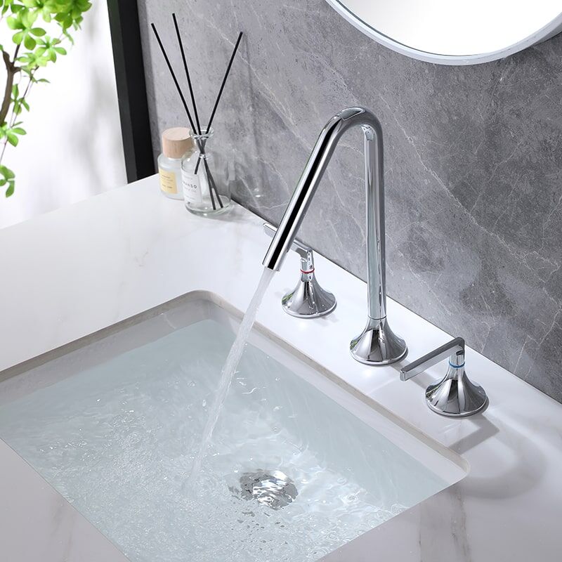 Brushed Gold Bathroom Faucet 2 Handle 3 Hole Brass Sink Faucet Bathroom Basin Water Mixer Taps For Bathroom Luxury Faucets Mixers Taps Basin Sink Faucet Modern Brass 2 Handle 3 Hole Basin Faucet Bathroom 12 Brushed Gold Bathroom Faucet 2 Handle 3 Hole Brass Sink Faucet Bathroom Basin Water Mixer Taps For Bathroom - Image 13