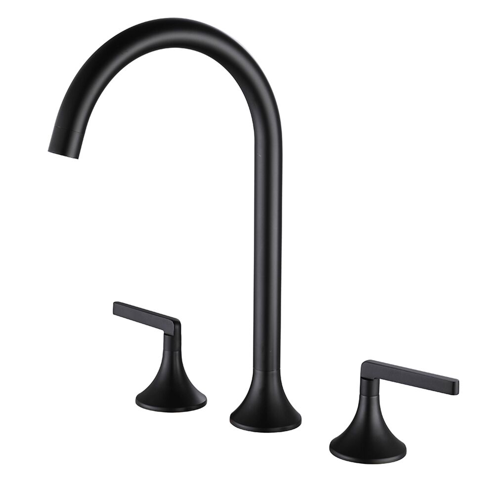 Luxury Matt Black Finished Brass Bathroom Faucet Hot Cold Water Taps 3 Hole Deck Mounted Dual Handle Wash Basin Faucet Luxury Matt Black Finished Brass Bathroom Faucet Luxury Matt Black Finished Brass Bathroom Faucet Hot Cold Water Taps 3 Hole Deck Mounted Dual Handle Wash Basin Faucet