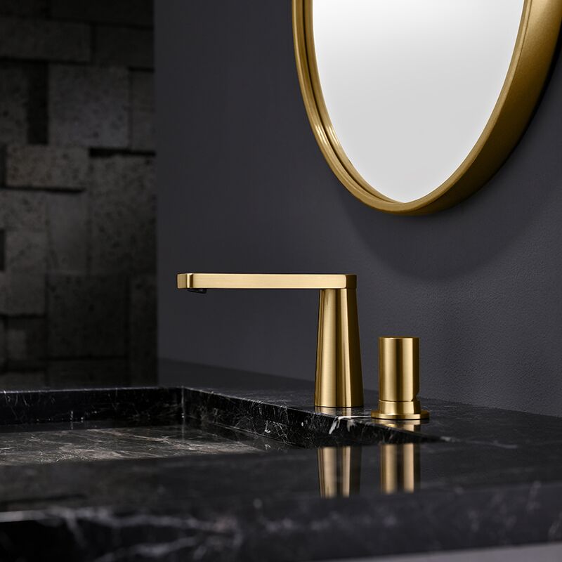 Luxury Wash Basin Faucet Deck Mounted Dual Holes Vanity Faucet Dual Holes Brushed Gold Brass Bathroom Sink Faucet Luxury Wash Basin Faucet Deck Mounted Dual Luxury Wash Basin Faucet Deck Mounted Dual Holes Vanity Faucet Dual Holes Brushed Gold Brass Bathroom Sink Faucet