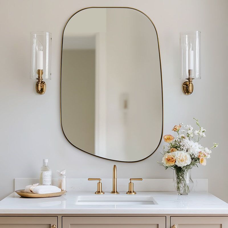 Wall Stainless Steel Framed Modern & Farmhouse Wall Mirror MP LM 1028 Wall Stainless Steel Framed Modern Farmhouse Wall Mirror Wall Stainless Steel Framed Modern & Farmhouse Wall Mirror