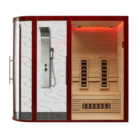 2 Person Far Infrared Indoor Sauna Hemlock Wood Dry Sauna Rooms MP SR E014 2 Person Far Infrared Indoor Sauna Hemlock Wood Dry Sauna Rooms 2 Person Far Infrared Indoor Sauna Hemlock Wood Dry Sauna Rooms