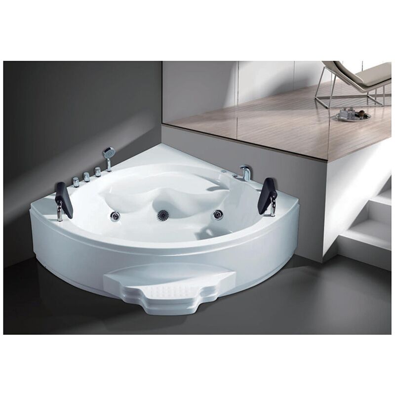 2 Person Acrylic Bathtub Triangle Freestanding Soaking Adult Bath Tub Corner Whirlpool Massage Bathtub Massage jetted bathtub Whirlpool Massage Bathtub With Colorful Air Jet,Double Whirlpool Bathtubs Acrylic Massage Bathtub