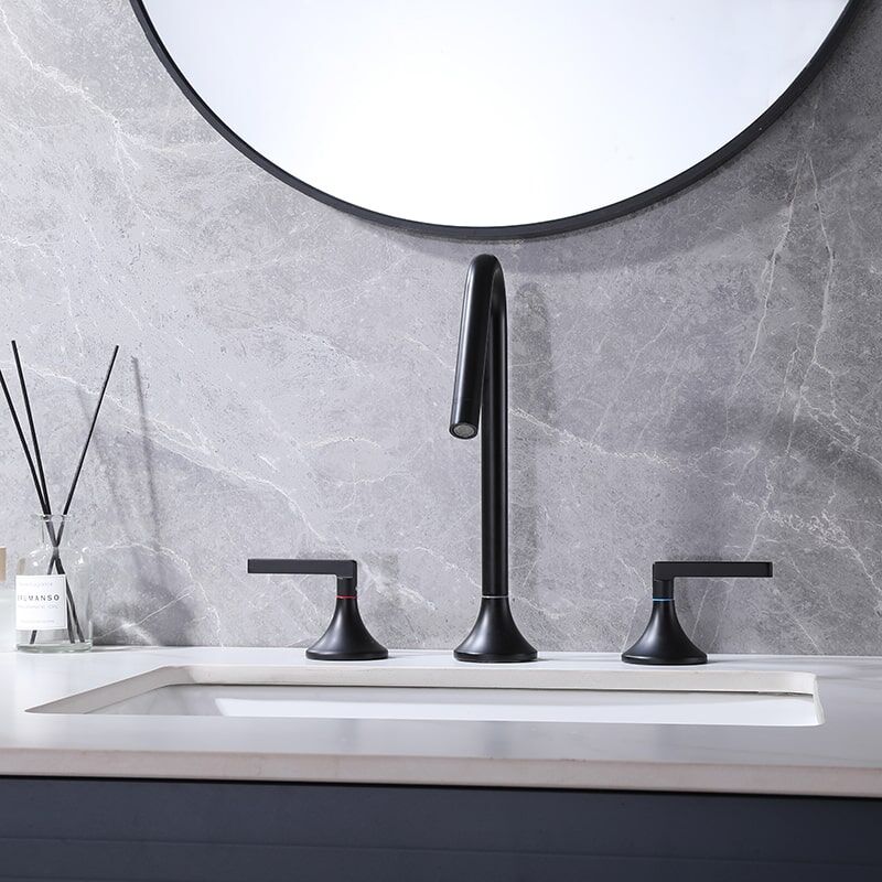 Brushed Gold Bathroom Faucet 2 Handle 3 Hole Brass Sink Faucet Bathroom Basin Water Mixer Taps For Bathroom Matt Black 2 Handle Brass Bathroom Sink Faucet 3 Hole Desk basin faucets 8 Brushed Gold Bathroom Faucet 2 Handle 3 Hole Brass Sink Faucet Bathroom Basin Water Mixer Taps For Bathroom - Image 11