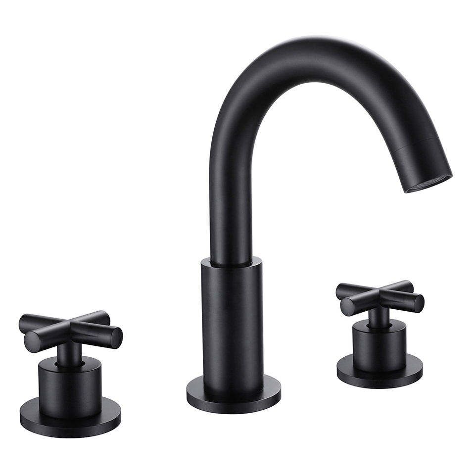 Matte Black Dual Handles Round Body Lavatory Tap Basin Toilet Washroom Bathroom Faucet Matte Black Dual Handles Round Body Lavatory Matte Black Dual Handles Round Body Lavatory Tap Basin Toilet Washroom Bathroom Faucet