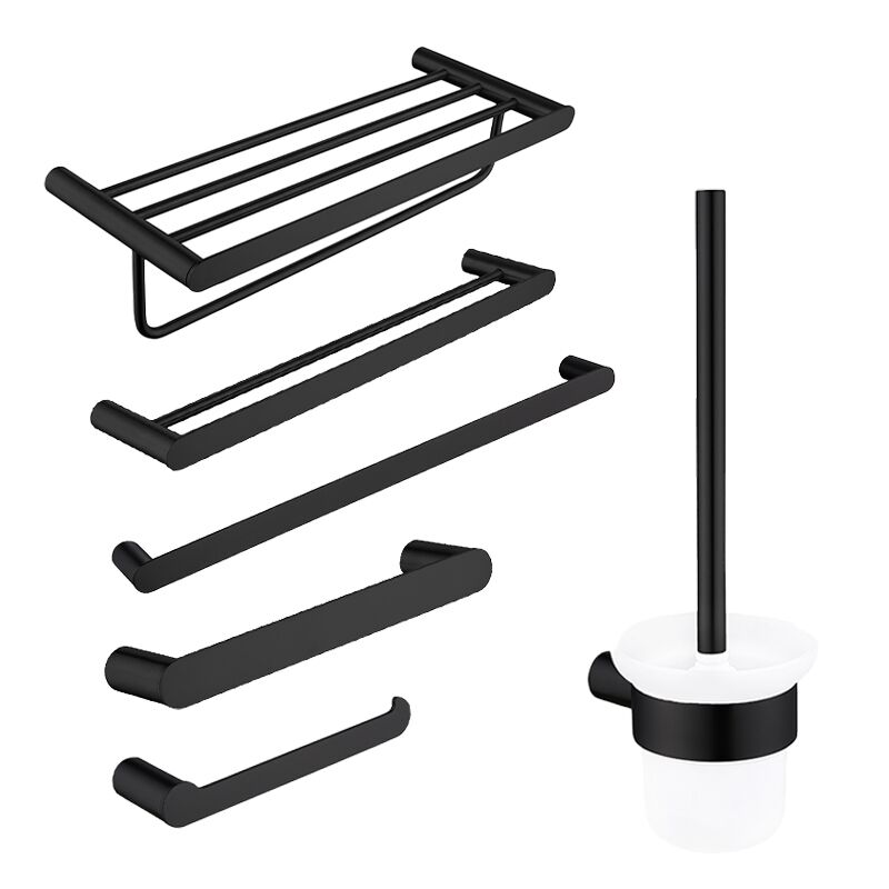Matte Black Luxurious Toilet and Bathroom Accessories Set 6 Piece Shelf Stainless Steel for Home Matte Black Luxurious Toilet and Bathroom Matte Black Luxurious Toilet and Bathroom Accessories Set 6 Piece Shelf Stainless Steel for Home