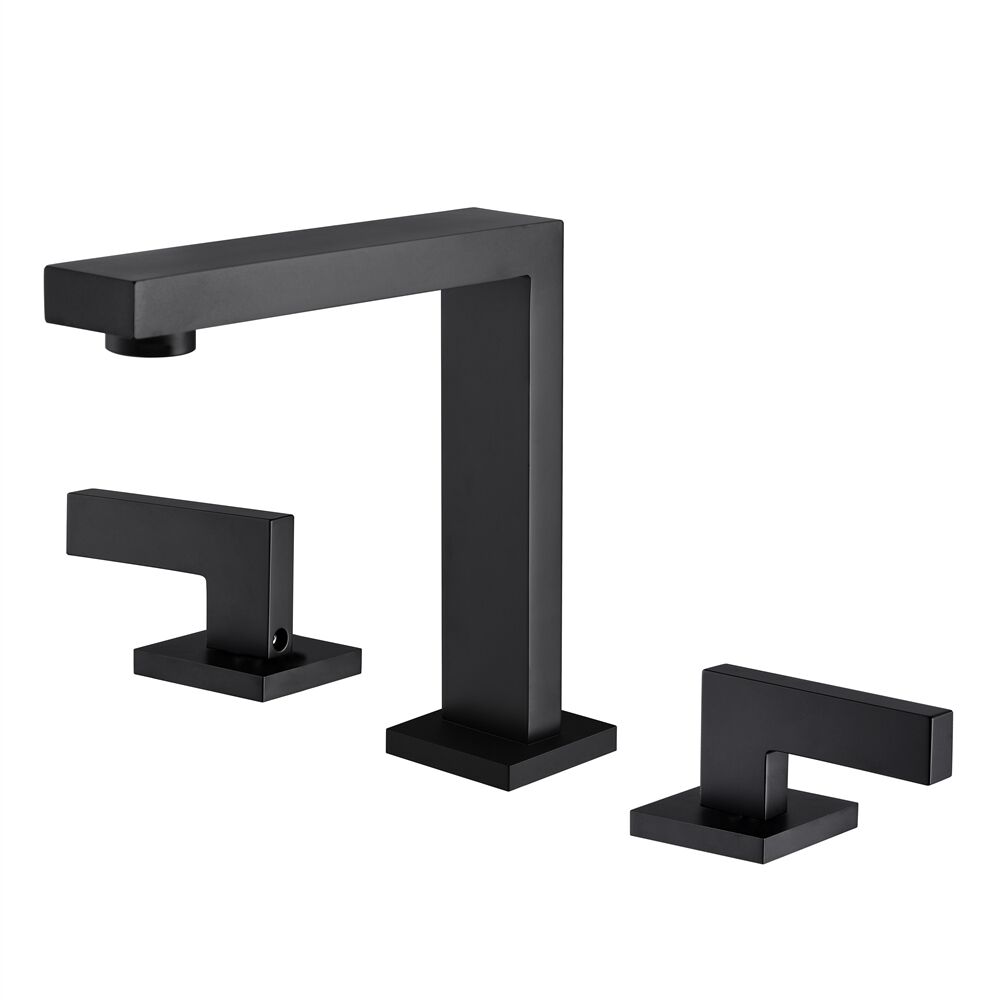 Modern 3 Hole Deck Mounted Dual HandleBathroom Tap Matt Black Finished Brass 8'' Widespread Bathroom Vanity Wash Basin Faucet Modern 3 Hole Deck Mounted Dual HandleBathroom Modern 3 Hole Deck Mounted Dual HandleBathroom Tap Matt Black Finished Brass 8'' Widespread Bathroom Vanity Wash Basin Faucet