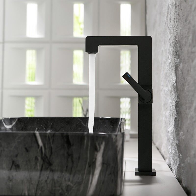 Modern Basin Mixer Faucet Deck Mounted Single Hole Lavatory Vanity Faucet Brass Matte Black Taps for Bathroom Modern Basin Mixer Faucet Deck Mounted Single Modern Basin Mixer Faucet Deck Mounted Single Hole Lavatory Vanity Faucet Brass Matte Black Taps for Bathroom