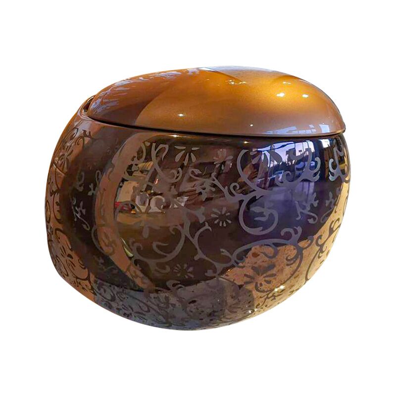 European golden wall mounted toilet ceramic rimless black and gold color toilet Modern Bathroom Rimless Washdown Wall Mounted Toilet G1132 European golden wall mounted toilet ceramic rimless black and gold color toilet - Image 3