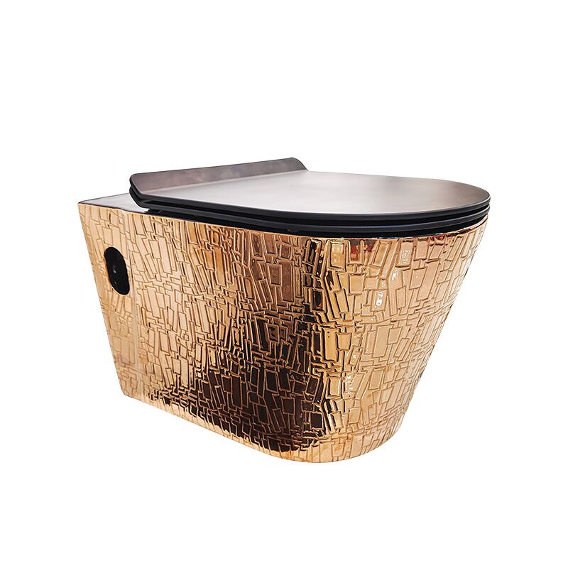 European golden wall mounted toilet ceramic rimless black and gold color toilet Modern Bathroom Rimless Washdown Wall Mounted Toilet G1176 European golden wall mounted toilet ceramic rimless black and gold color toilet - Image 8