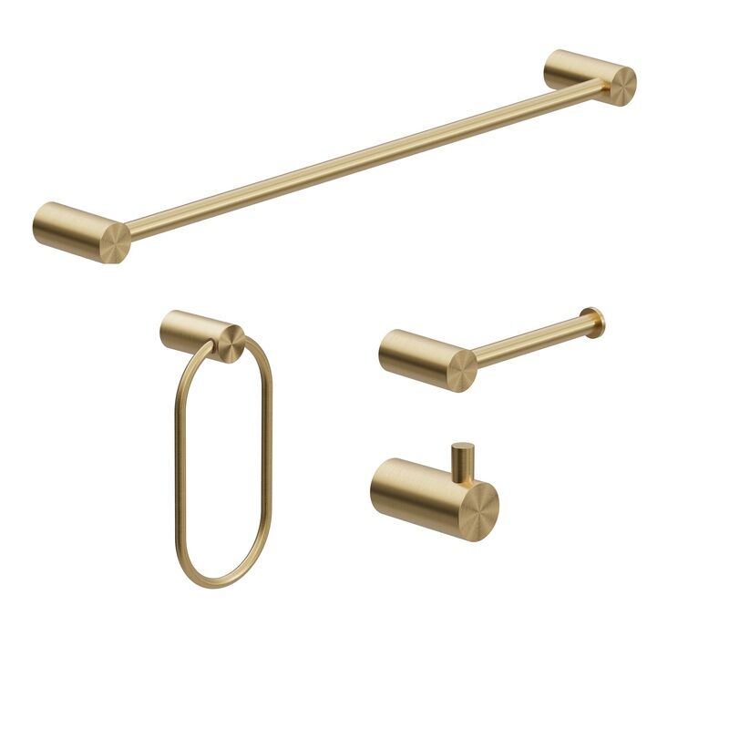 Modern Brushed Gold 4 Pieces Stainless Steel Bathroom Accessories Set Modern Brushed Gold 4 Pieces Stainless Modern Brushed Gold 4 Pieces Stainless Steel Bathroom Accessories Set