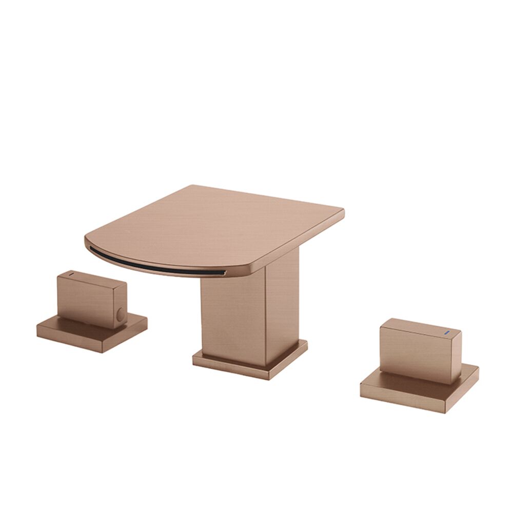 Modern Design Rose Gold Waterfall Tap High Quality Brass Dual Handle Single Hole Mount Ceramic Valve Hot Cold Water Basin Tap Modern Design Rose Gold Waterfall Tap High Modern Design Rose Gold Waterfall Tap High Quality Brass Dual Handle Single Hole Mount Ceramic Valve Hot Cold Water Basin Tap