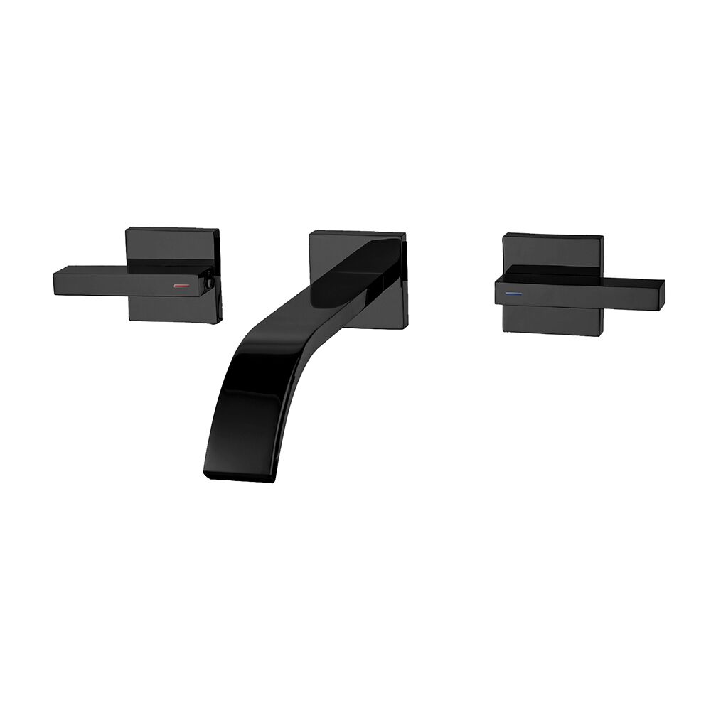 Modern Design Wall Mounted Double Handles Bathroom Faucet Black Finished Hot and Cold Wash Basin Mixer Taps Modern Design Wall Mounted Double Handles Bathroom Modern Design Wall Mounted Double Handles Bathroom Faucet Black Finished Hot and Cold Wash Basin Mixer Taps
