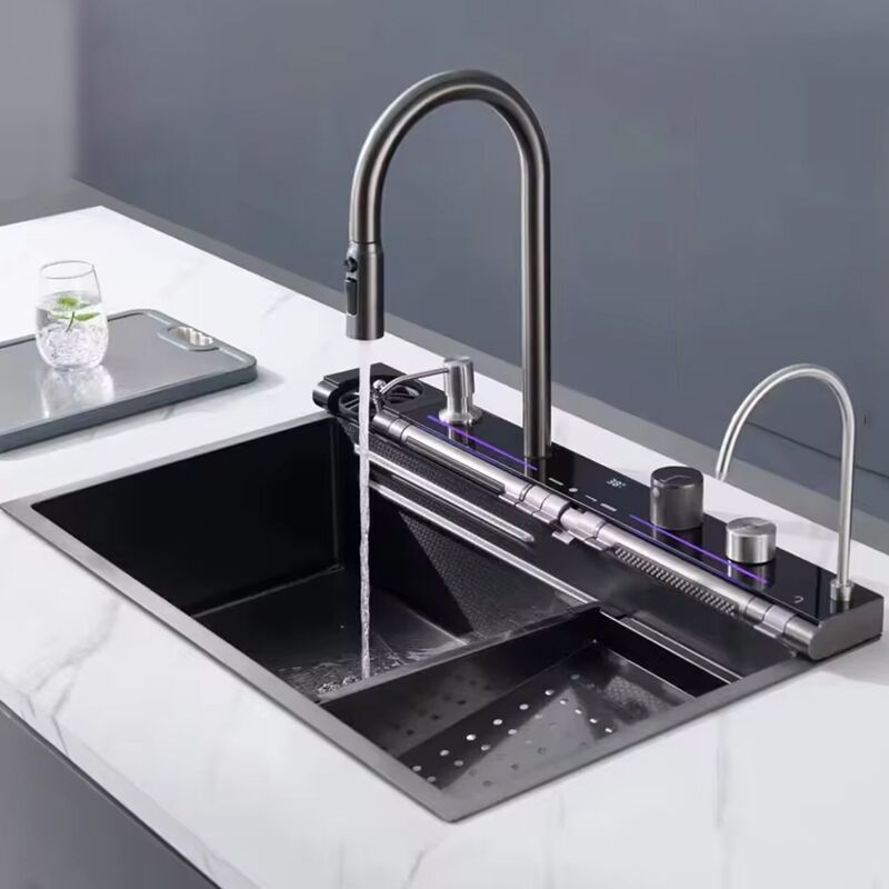 Modern Luxury Smart Stainless Steel Single Bowl Undermount Multifunction Digital Display Waterfall Kitchen Sink Modern Luxury Smart Stainless Steel Single Bowl Modern Luxury Smart Stainless Steel Single Bowl Undermount Multifunction Digital Display Waterfall Kitchen Sink