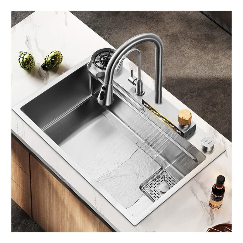 Modern Multifunctional 304 Stainless Steel Waterfall Kitchen Sink with Cup Washer Kitchen Sink Set Modern Multifunctional 304 Stainless Steel Waterfall Modern Multifunctional 304 Stainless Steel Waterfall Kitchen Sink with Cup Washer Kitchen Sink Set