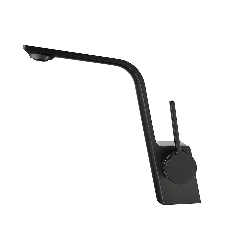 Modern Single-Hole Basin Mixer Tap for Bathroom Deck Mounted Black Finish Brass Washroom Tap Hot & Cold Water Tap Modern Single Hole Basin Mixer Tap for Modern Single-Hole Basin Mixer Tap for Bathroom Deck Mounted Black Finish Brass Washroom Tap Hot & Cold Water Tap
