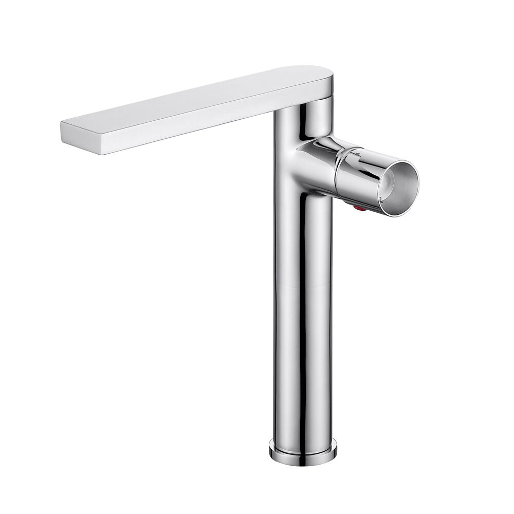 Modern Single-Hole Chrome Brass Bathroom Faucet Deck Mounted High Basin Mixer Hot Cold Washroom Basin Faucet Modern Single Hole Chrome Brass Bathroom Faucet Modern Single-Hole Chrome Brass Bathroom Faucet Deck Mounted High Basin Mixer Hot Cold Washroom Basin Faucet
