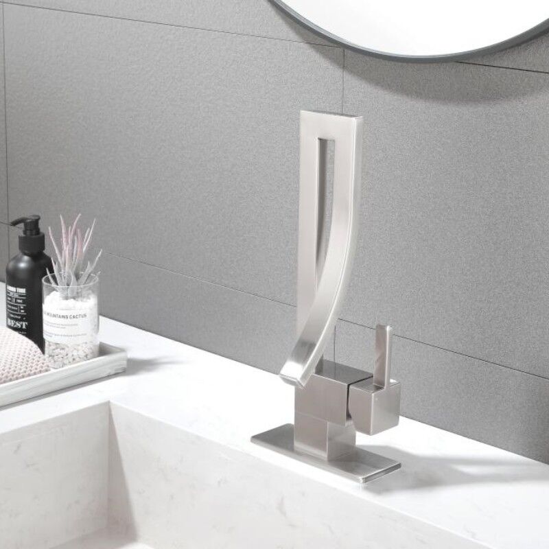 Modern Sink Faucet Bathroom Tap Brushed Nickel Single Handle Tall Brass Waterfall Basin Mixer Faucet Modern Sink Faucet Bathroom Tap Brushed Nickel Modern Sink Faucet Bathroom Tap Brushed Nickel Single Handle Tall Brass Waterfall Basin Mixer Faucet