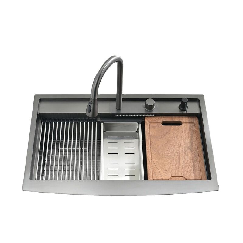 New Arrival Farmhouse Sink Ledge Workstation Deep Single Bowl Stainless Steel Under Counter Kitchen Sink with Waterfall Faucet New Arrival Farmhouse Sink Ledge Workstation New Arrival Farmhouse Sink Ledge Workstation Deep Single Bowl Stainless Steel Under Counter Kitchen Sink with Waterfall Faucet