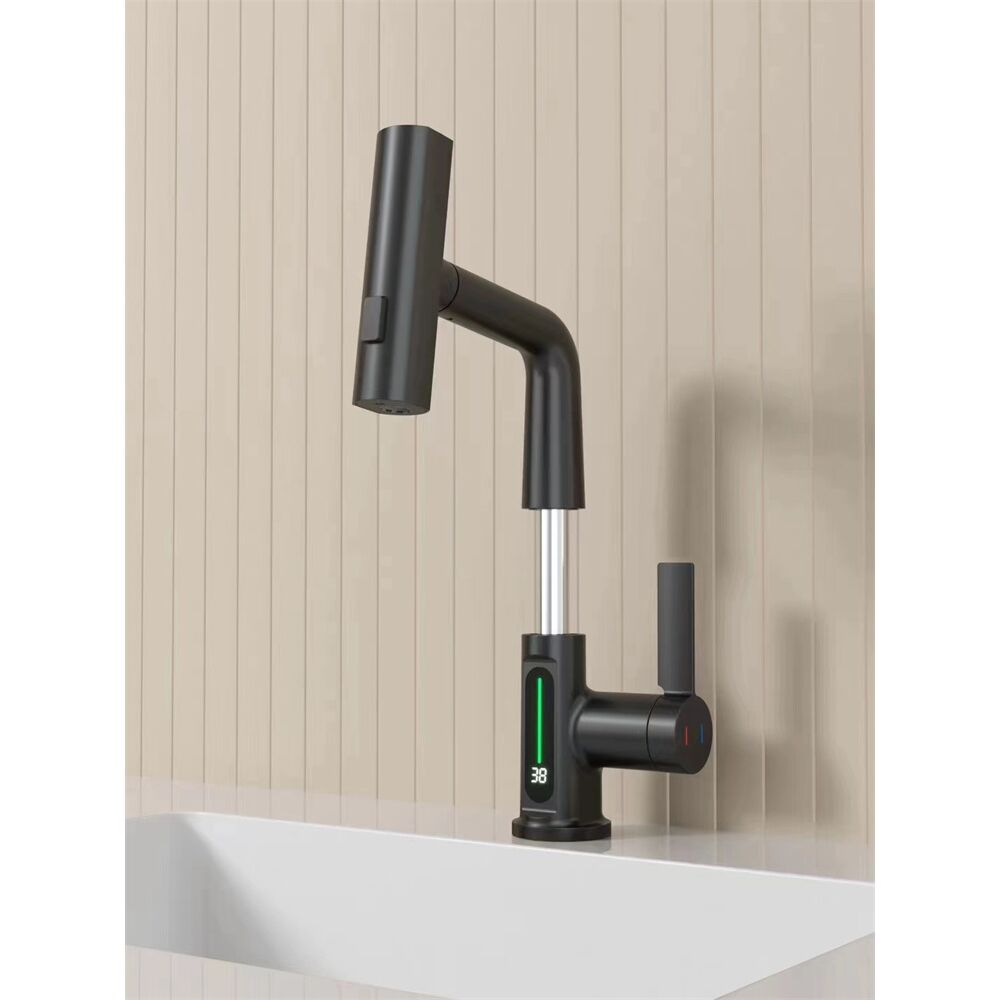 New Arrival Hot Cold Water Laundry Tap Deck Mounted Pull Out Waterfall Spout Basin Mixer Faucet With Temperature Display New Arrival Hot Cold Water Laundry Tap New Arrival Hot Cold Water Laundry Tap Deck Mounted Pull Out Waterfall Spout Basin Mixer Faucet With Temperature Display