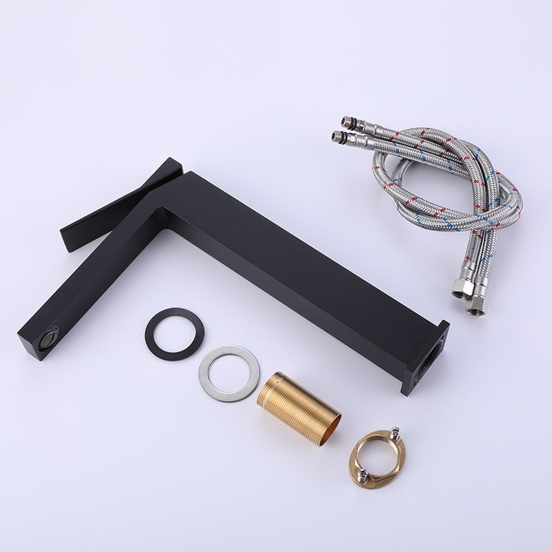 Factory Directly Bathroom Faucet Brass Single Handle Square Bathroom Sink Hot Cold Water Faucet Tap New Design American Sanitary Wares Black Surface Single Hole Handle Bathroom Basin Sink Faucet 2 Factory Directly Bathroom Faucet Brass Single Handle Square Bathroom Sink Hot Cold Water Faucet Tap - Image 3