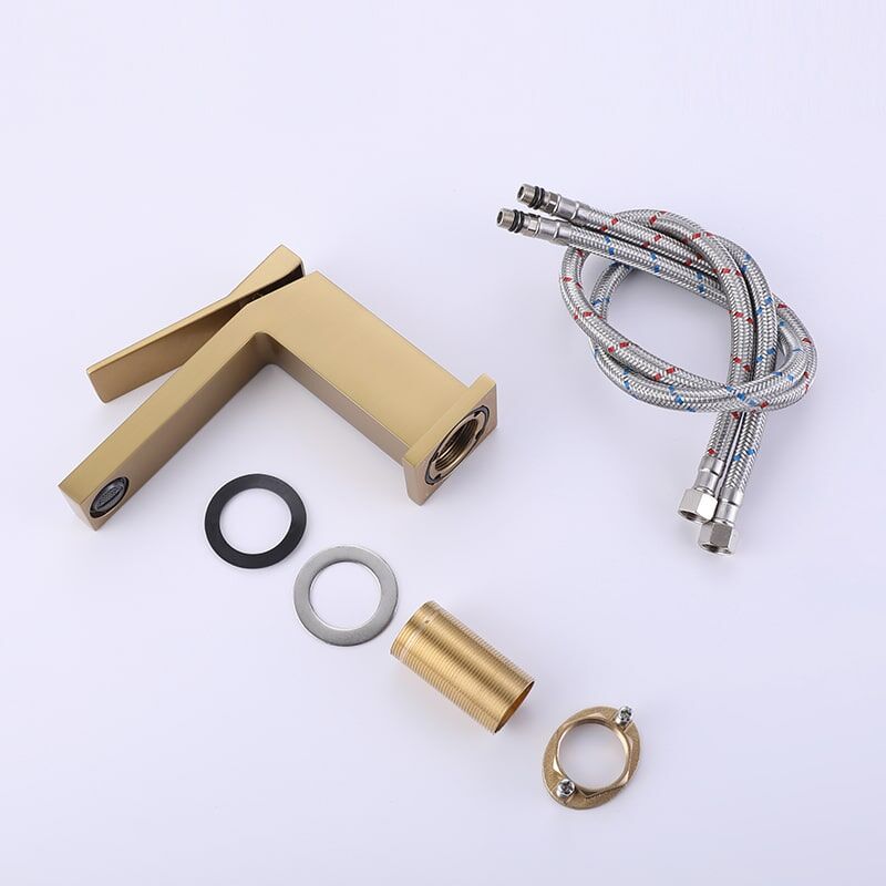 Factory Directly Bathroom Faucet Brass Single Handle Square Bathroom Sink Hot Cold Water Faucet Tap New Design American Sanitary Wares Black Surface Single Hole Handle Bathroom Basin Sink Faucet 3 Factory Directly Bathroom Faucet Brass Single Handle Square Bathroom Sink Hot Cold Water Faucet Tap - Image 4