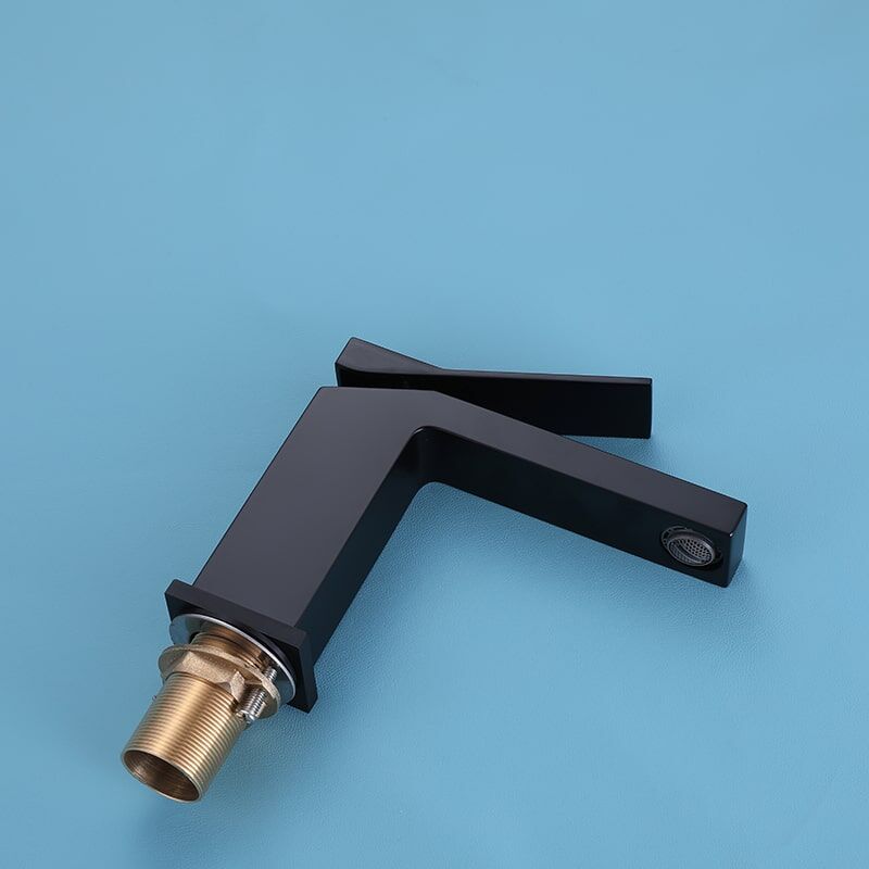 Factory Directly Bathroom Faucet Brass Single Handle Square Bathroom Sink Hot Cold Water Faucet Tap New Design American Sanitary Wares Black Surface Single Hole Handle Bathroom Basin Sink Faucet 5 Factory Directly Bathroom Faucet Brass Single Handle Square Bathroom Sink Hot Cold Water Faucet Tap - Image 6