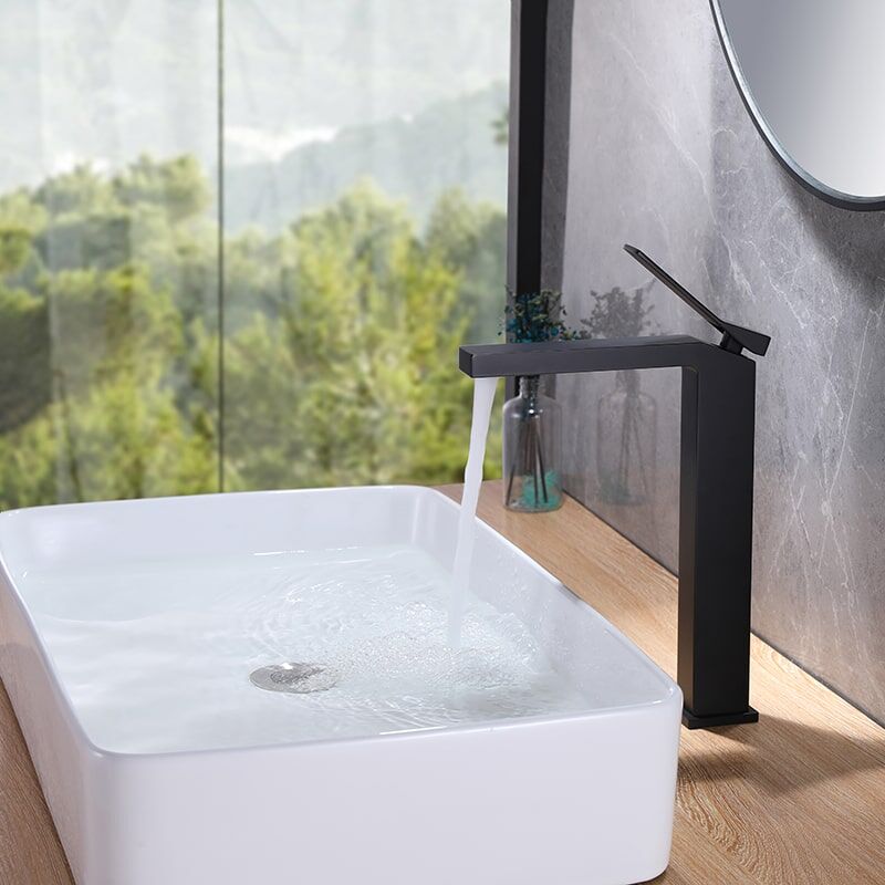 Factory Directly Bathroom Faucet Brass Single Handle Square Bathroom Sink Hot Cold Water Faucet Tap New Design American Sanitary Wares Black Surface Single Hole Handle Bathroom Basin Sink Faucet 8 Factory Directly Bathroom Faucet Brass Single Handle Square Bathroom Sink Hot Cold Water Faucet Tap - Image 9
