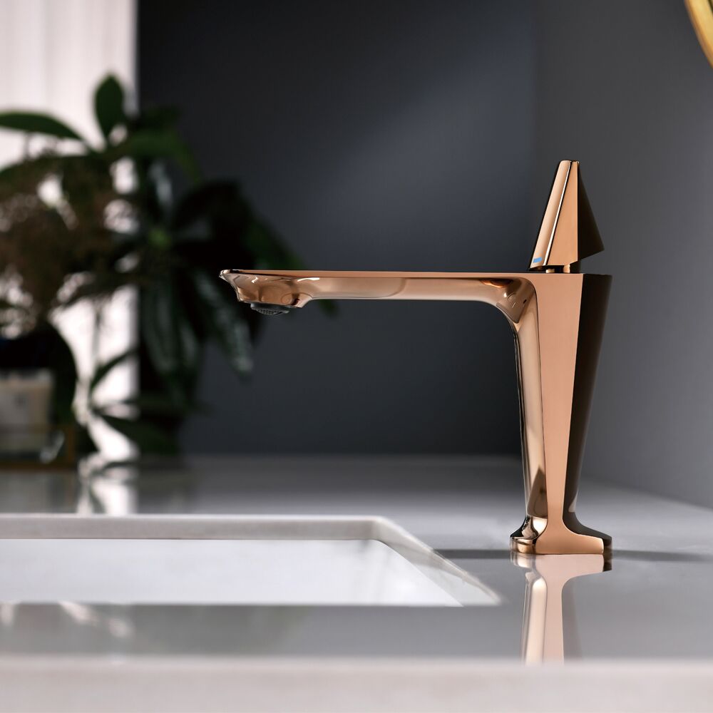 Pink Gold Finish Single Handle Basin Mixer Hot Cold Water Deck Mounted Single Hole Ceramic Cartridge Brass Taps and Faucets Pink Gold Finish Single Handle Basin Pink Gold Finish Single Handle Basin Mixer Hot Cold Water Deck Mounted Single Hole Ceramic Cartridge Brass Taps and Faucets