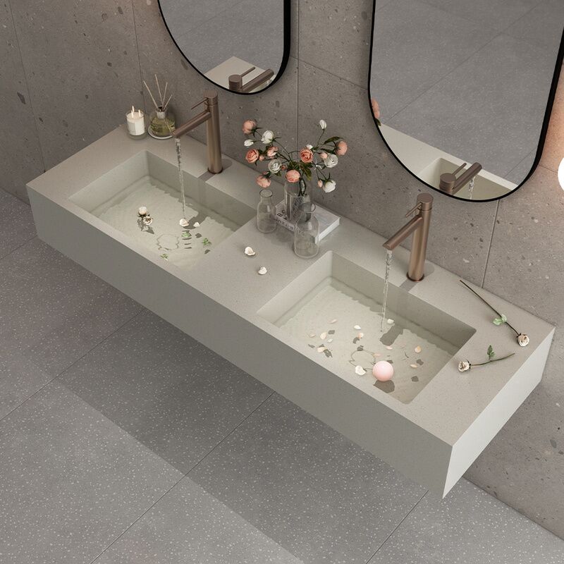 Rectangular Double Bowl Sink Cement Basin Grey Concrete Grey Wall Mounted Sink Bathroom Cabinet Wall Hung Wash Basin Rectangular Double Bowl Sink Cement Basin Rectangular Double Bowl Sink Cement Basin Grey Concrete Grey Wall Mounted Sink Bathroom Cabinet Wall Hung Wash Basin