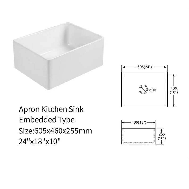 Rectangular Kitchen Sink Ceramic Solid Cast Sink Fireclay White Glazed Basin Without Faucet Rectangular Kitchen Ceramic Solid Cast Sink Fireclay White Glazed Basin Without Faucet B2418 Rectangular Kitchen Sink Ceramic Solid Cast Sink Fireclay White Glazed Basin Without Faucet - Image 16