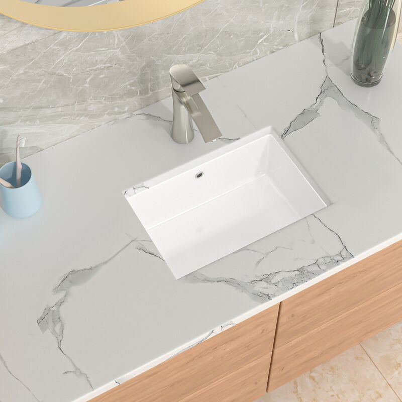 Single Basin Bathroom Washbasin Modern Minimalist Art White Ceramic Basin for Wash Room Rectangular Single Basin Bathroom Washbasin Modern Single Basin Bathroom Washbasin Modern Minimalist Art White Ceramic Basin for Wash Room