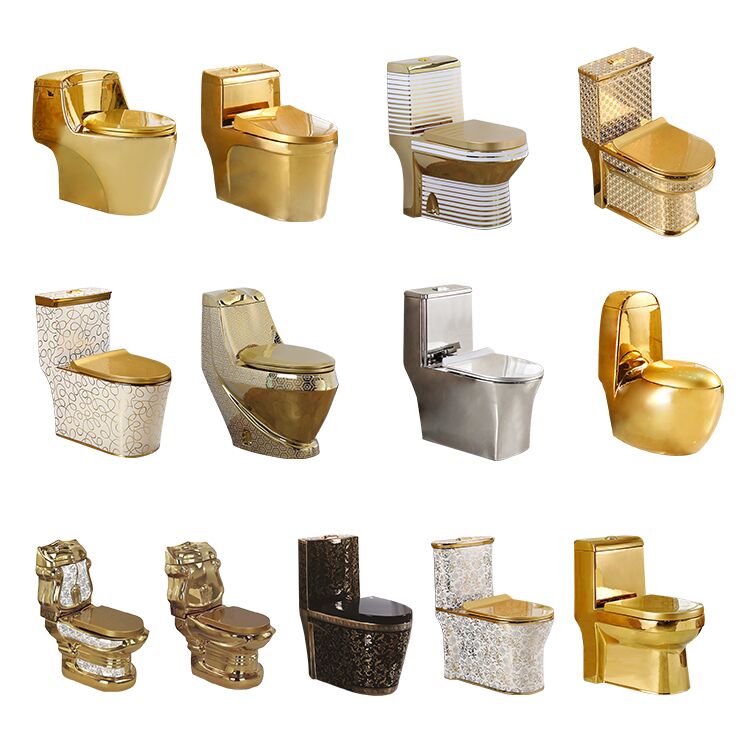 Factory Wholesale Black Toilet Luxury Sanitary Ware Bathroom Electro Plated Golden Dual Flush One Piece Toilet Royal Luxury Sanitary Ware Wc Toilet Set Bathroom Electroplated Gold Color Washdown Siphonic Gold Toilet 2 Factory Wholesale Black Toilet Luxury Sanitary Ware Bathroom Electro Plated Golden Dual Flush One Piece Toilet - Image 2