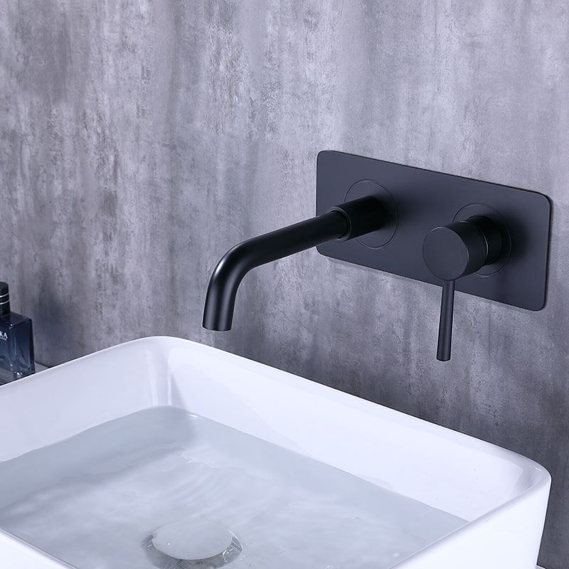 Wall Mounted Faucet Single Handle Hotel Bathroom Basin Faucet Hot Cold Mixer Tap Single Handle Matt Black Elegant Bathroom Design Royal Long Spout Brushed Gold Brass Wall Mount Faucets 4 Wall Mounted Faucet Single Handle Hotel Bathroom Basin Faucet Hot Cold Mixer Tap - Image 8