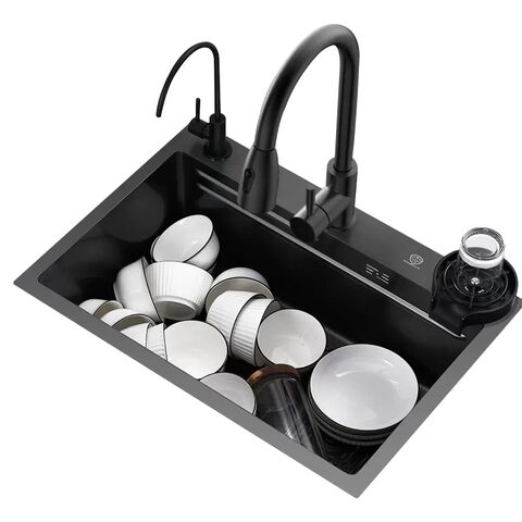 Stainless Steel 304/201 Intelligent Waterfall Kitchen Sink Hight Quality Black Color with Cutting Board Stainless Steel 304 201 Intelligent Waterfall Stainless Steel 304/201 Intelligent Waterfall Kitchen Sink Hight Quality Black Color with Cutting Board