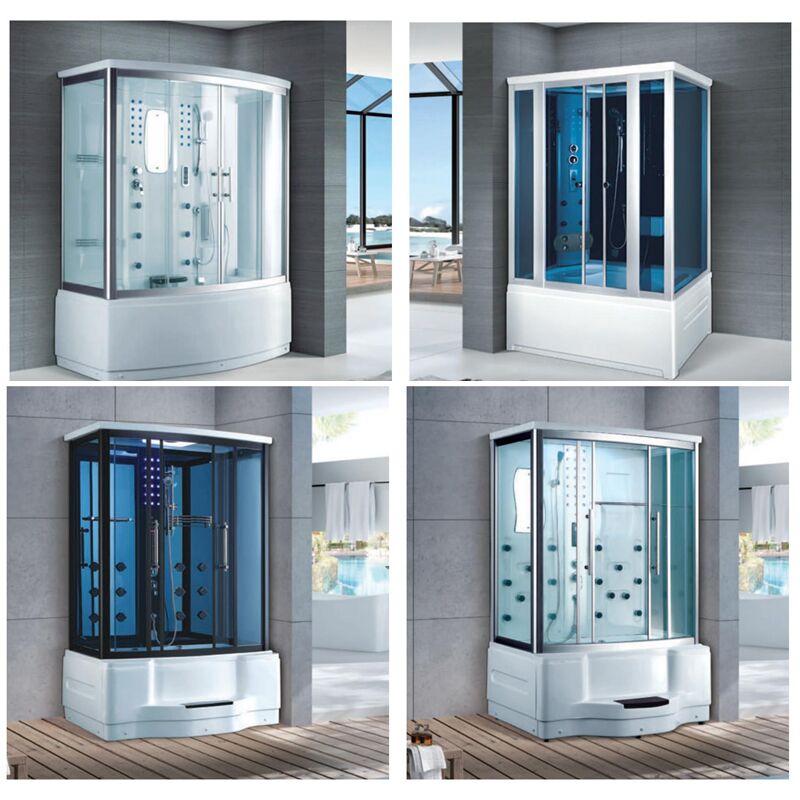 Luxury Bathroom Massage Shower Units Steam Hydro Massage Steam Shower Cabin Steam Shower Room With Dry Sauna Shower Steam Room With Massage Tub,Corner Whirlpool Massage Luxury Steam Cabin