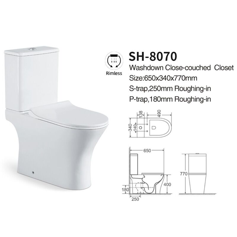 Wholesale Cheap Floor Mounted Ceramic Sanitary Ware Closet Bathroom Wc Two-Piece Toilets Two Piece Toilet Sanitary Ware Commode Bathroom Ceramic Wc Toilet Wholesale Cheap Floor Mounted Ceramic Sanitary Ware Closet Bathroom Wc Two-Piece Toilets - Image 2