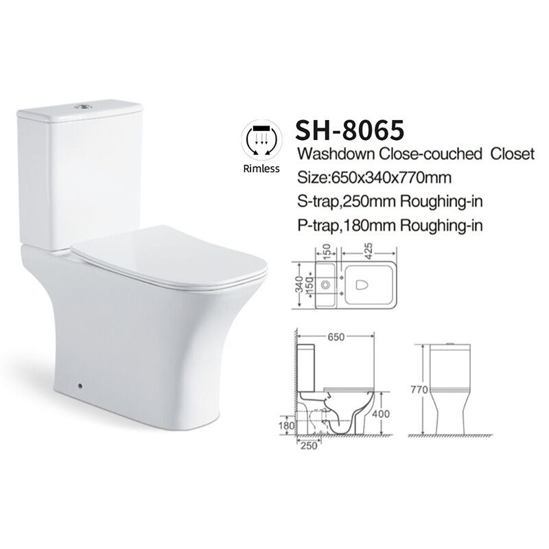 Wholesale Cheap Floor Mounted Ceramic Sanitary Ware Closet Bathroom Wc Two-Piece Toilets Two Piece Toilet Sanitary Ware Commode Bathroom Ceramic Wc Toilet MP8065 Wholesale Cheap Floor Mounted Ceramic Sanitary Ware Closet Bathroom Wc Two-Piece Toilets - Image 3