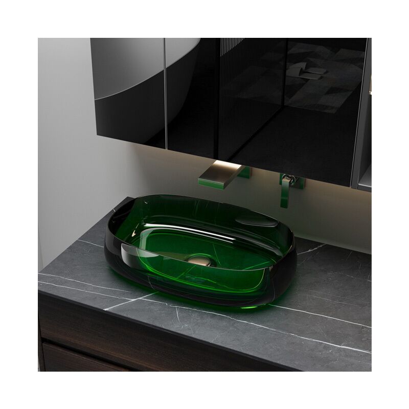 Retro Style GEM Green Bathroom Sinks Hand Wash Basin Transparent Resin Countertop Sinks Vanstar Retro Style GEM Green Bathroom Retro Style GEM Green Bathroom Sinks Hand Wash Basin Transparent Resin Countertop Sinks